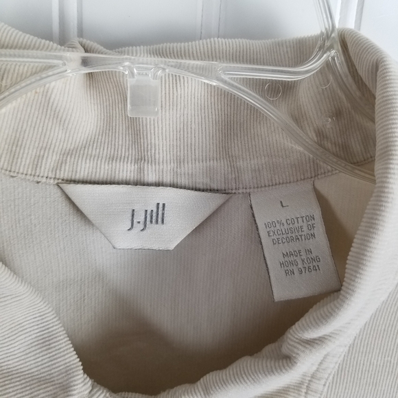 J Jill Embroidered Corduroy Button Front Shirt Lightweight 3/4 Sleeve Pockets - Picture 4 of 11